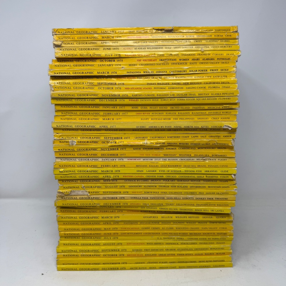Vintage National Geographic Magazine Lot 1975-1979 43 Issues 70s Collection